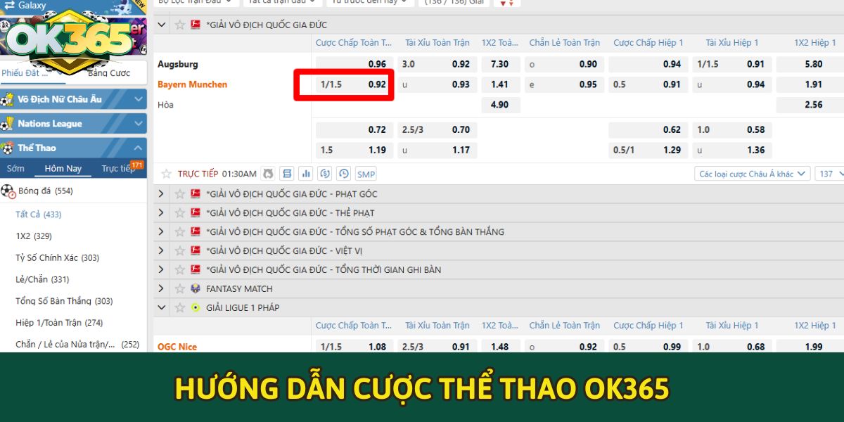 Hướng dẫn cược thể thao OK365
